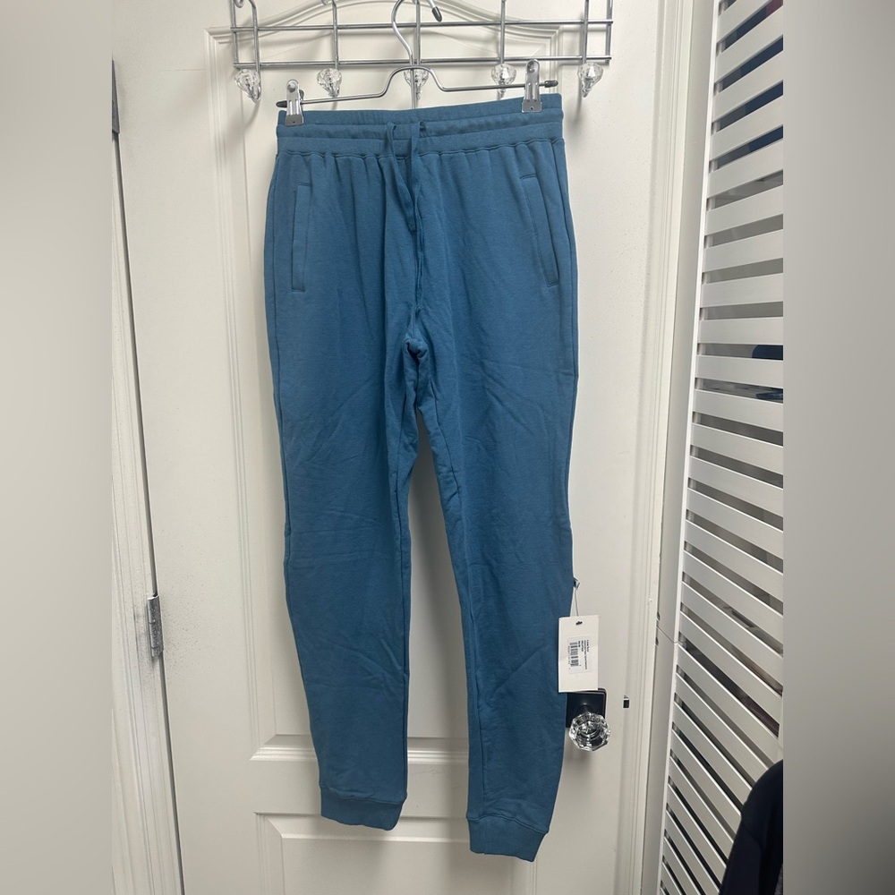 NWT Women Kickee Pants Solid Fleece Tapered Sweatpant Jogger in Deep Sea Blue
